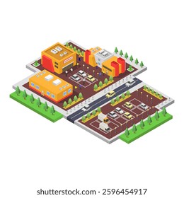 Supermarket isometric vector on white background