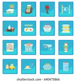 Supermarket items icon blue app for any design vector illustration