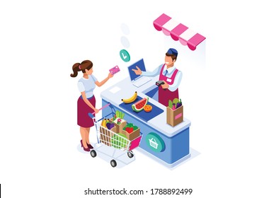 Ecommerce Market Icons Isometric People Online Stock Vector (Royalty ...