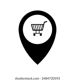 Icono de ubicación de supermercado ilustrado en Vector
