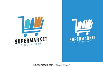 Supermarket Logo Design Trolley Cart Symbol Stock Vector (Royalty Free ...