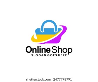 Supermarket logo template concept, design online shop logo collection