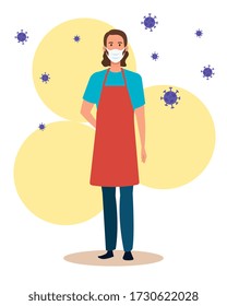 supermarket male worker using face mask for covid19 vector illustration design