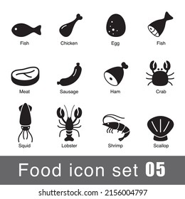 Supermarket meat icon set design, vector illustration