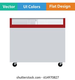 Supermarket mobile freezer icon. Flat design. Vector illustration.