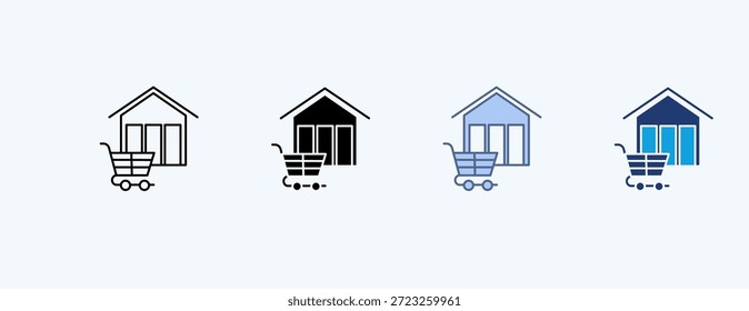 Vector de ilustración de icono múltiple de supermercado