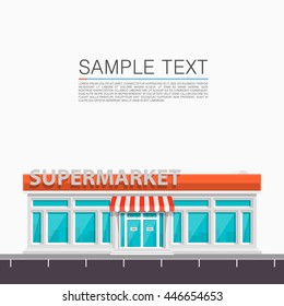 Supermarket on the roadside isolated on white background, Market background. Vector illustration