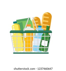 Supermarket basket  on white background vector illustration

