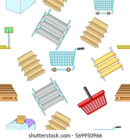 Supermarket pattern. Cartoon illustration of supermarket vector pattern for web