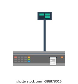 Supermarket payment computer terminal icon. Retail counter isolated vector illustration.