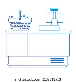 supermarket point of sale desk with voucher and basket