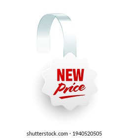 Supermarket promotional wobbler isolated on white background. Realistic wobbler template for shelf advertising. Sale or discount label with ad text. Special offer price tag. Vector illustration.