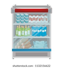supermarket refrigerator with products
