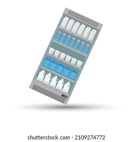 Supermarket refrigerator with various products