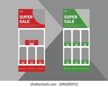 supermarket roll up banner design. super sale banner template. discount sale flyer, dl flyer design