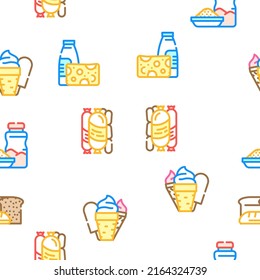 Supermarket Selling Department Vector Seamless Pattern Color Line Illustration