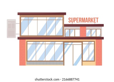 Supermarket semi flat color vector object. Editable figure. Full sized item on white. Grocery simple cartoon style illustration for web graphic design and animation. Bebas Neue font used