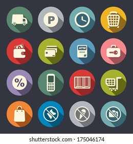 Supermarket services icon set