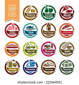 Supermarket Shelf Icon Set - 2