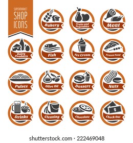 Supermarket Shelf Icon Set