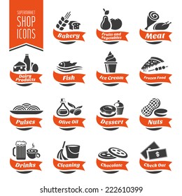 Supermarket Shelf Icon Set - 4