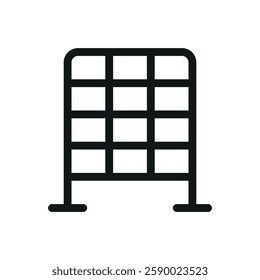 Supermarket shelf line icon, grid mesh display stand vector symbol with editable stroke