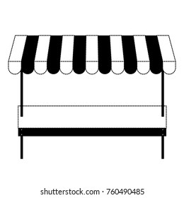 supermarket shelf of one level and sunshade in black dotted silhouette