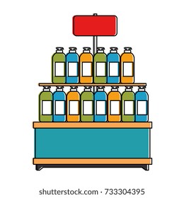supermarket shelf with products