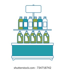 supermarket shelf with products