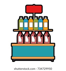 supermarket shelf with products