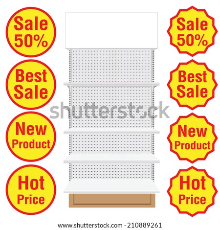 Supermarket shelf. Vector. illustration 
