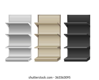 Supermarket shelf. Vector illustration, white & black color