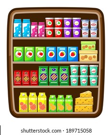 Supermarket. Shelfs with food. vector 
