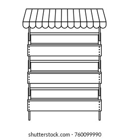 supermarket shelves with big storage with three levels in monochrome silhouette