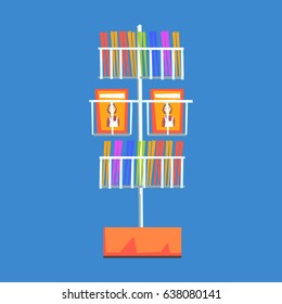 Supermarket shelves for books, cards and magazines vector Illustration