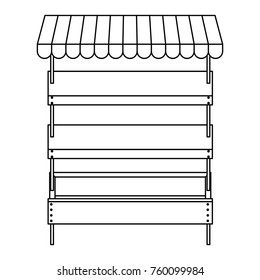 supermarket shelves empty with three levels in monochrome silhouette
