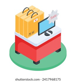 Supermarket Shelves Isometric flat  Icon