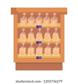 supermarket shelving with bread bags