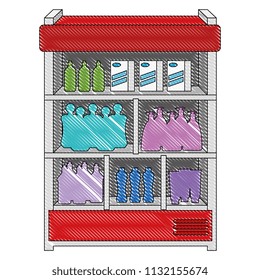 supermarket shelving with housekeeping products