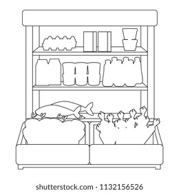 supermarket shelving with products