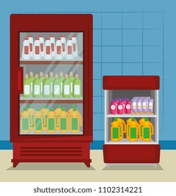 supermarket shelvings with products