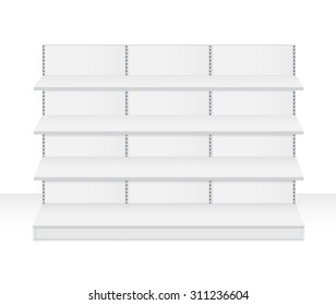 supermarket shop shelves vector illustration