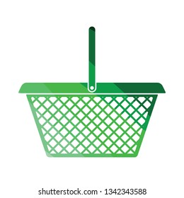 Supermarket shoping basket icon. Flat color design. Vector illustration.