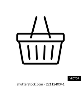 Supermarket shopping basket, Online shopping concept vector icon in line style design for website, app, UI, isolated on white background. Editable stroke. EPS 10 vector illustration.