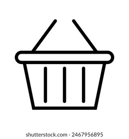 Supermarket shopping basket, online shopping concept icon in black line style design isolated on white background. e-shop concept design, shopping basket icon, line, outline vector sign, pictogram.