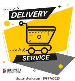 Supermarket shopping basket. Vector image of delivery service icon.