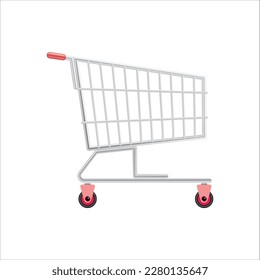 Supermarket shopping cart design, basket used for shopping, flat illustration design shopping cart