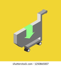 Supermarket shopping cart flat vector isolated on color background