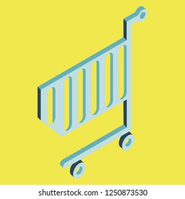 Supermarket shopping cart flat vector isolated on color background