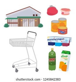 Supermarket shopping cart illustration